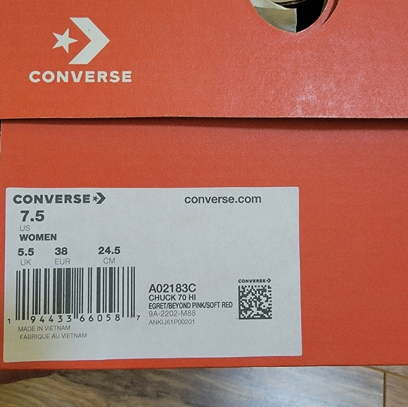 Converse Chuck 70 Egret/ Beyond Pink/ Soft Red size US 7.5 - Picture 8 of 11